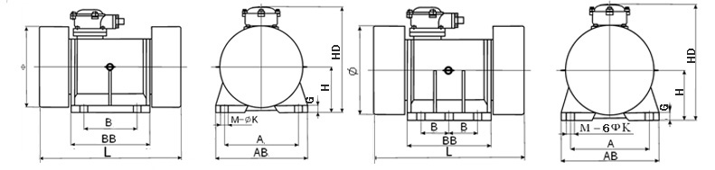 BZD防爆振動(dòng)電機(jī)外形結(jié)構(gòu)